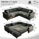 preview thumbnail 37 of 109, Homy Casa Chenille Sleeper Sectional Sofa with Pull-Out Bed