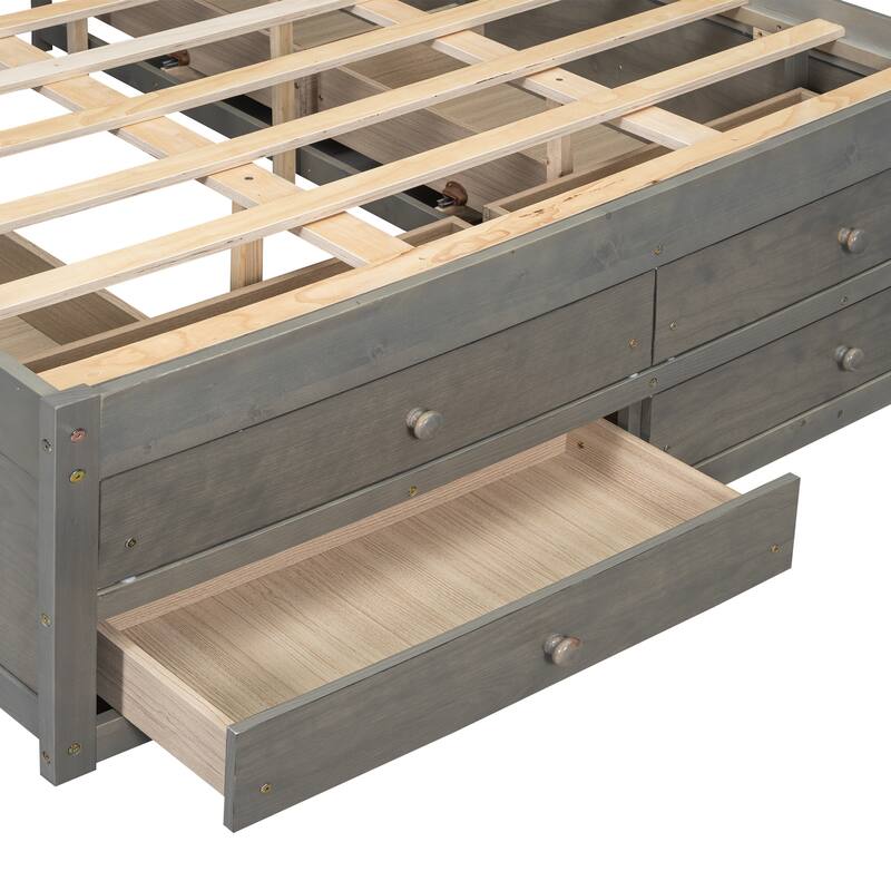 Multi-storage Platform Bed with Headboard and 8 Drawers