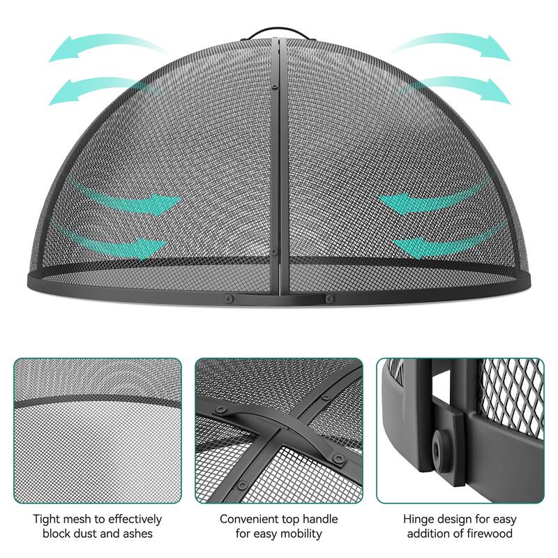 Moasis 36" Easy Access Fire Pit Spark Screen Lid Protector