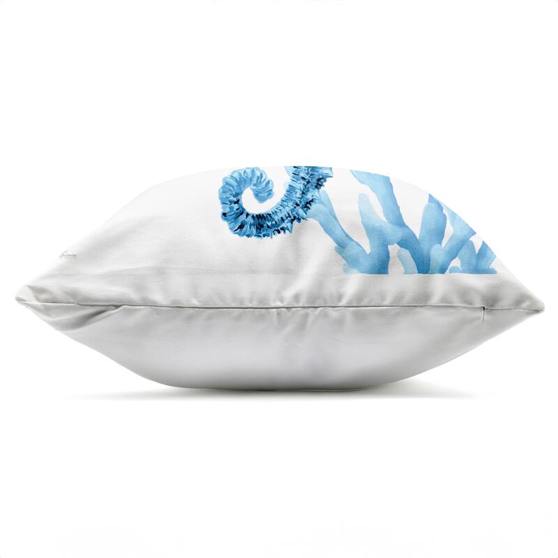 Stupell Blue Tone Seahorse & Coral Printed Outdoor Throw Pillow Design by Cat Thurman Designs