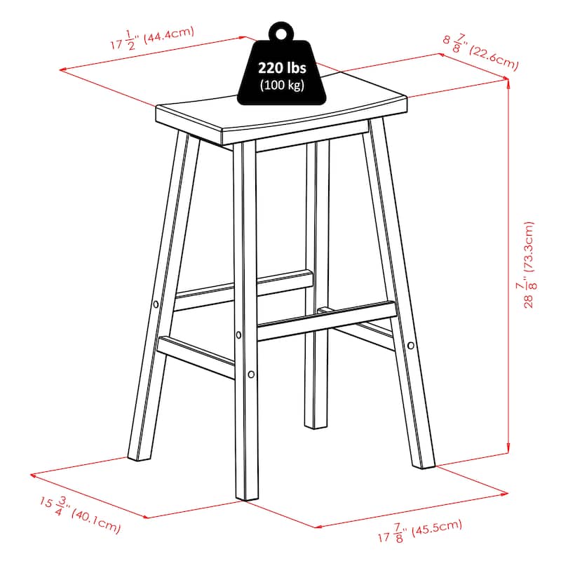 Saddle Seat Bar Stool - 17.91 x 15.79 x 28.86 inches