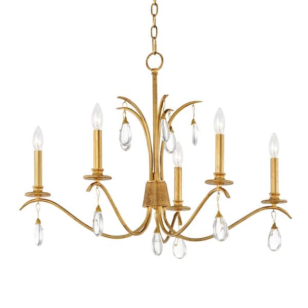 slide 2 of 5, Maxim 12745 Eden 5 Light 32" Wide Crystal Candle Style Chandelier Charcoal Gold Leaf