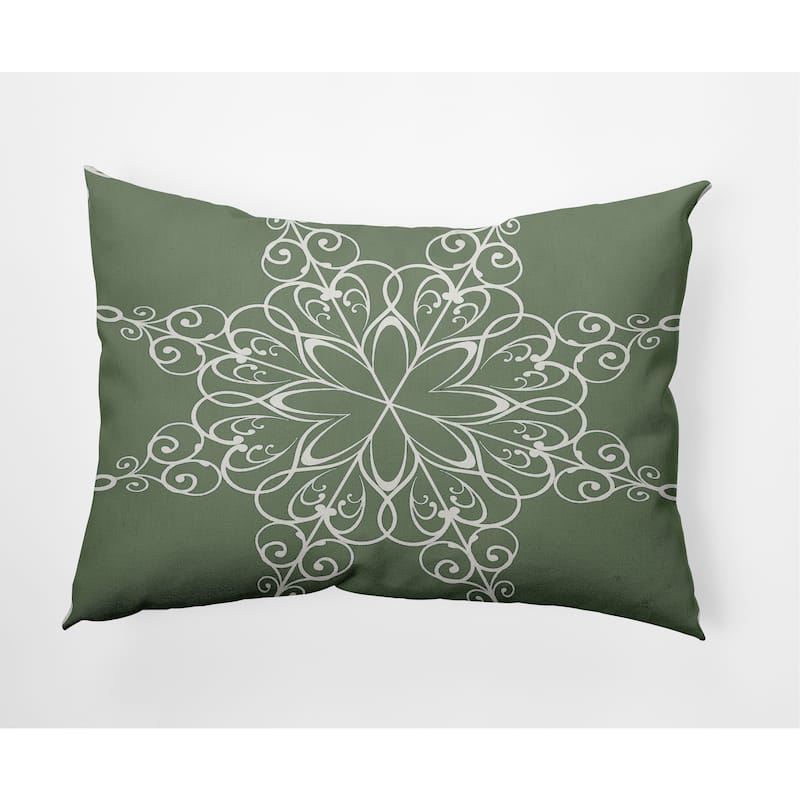 Snowflake Decorative Christmas Throw Pillow - 14" x 20" - Sage Green