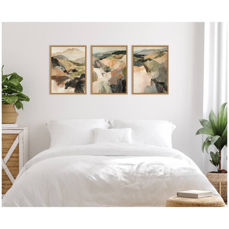 Kate and Laurel Sylvie Tonal Mountains - 3 Piece Framed Canvas Art Set by Amy Lighthall