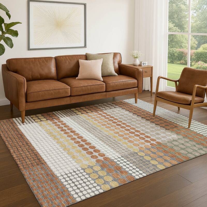 Machine Washable Indoor/ Outdoor Casual Dotty Chantille Rug