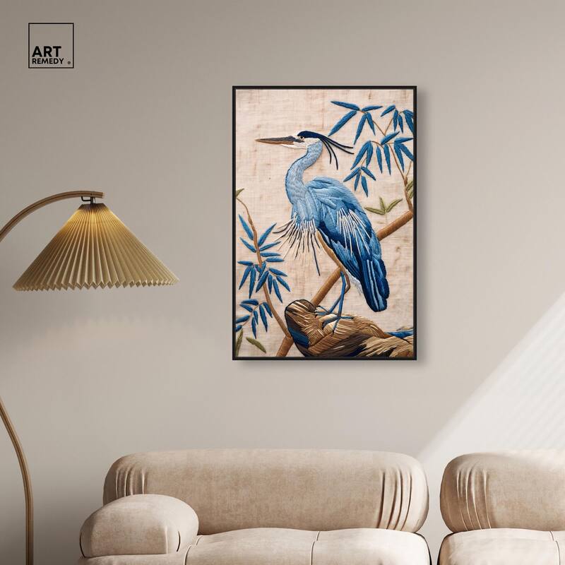Needlework Heron Canvas by Art Remedy