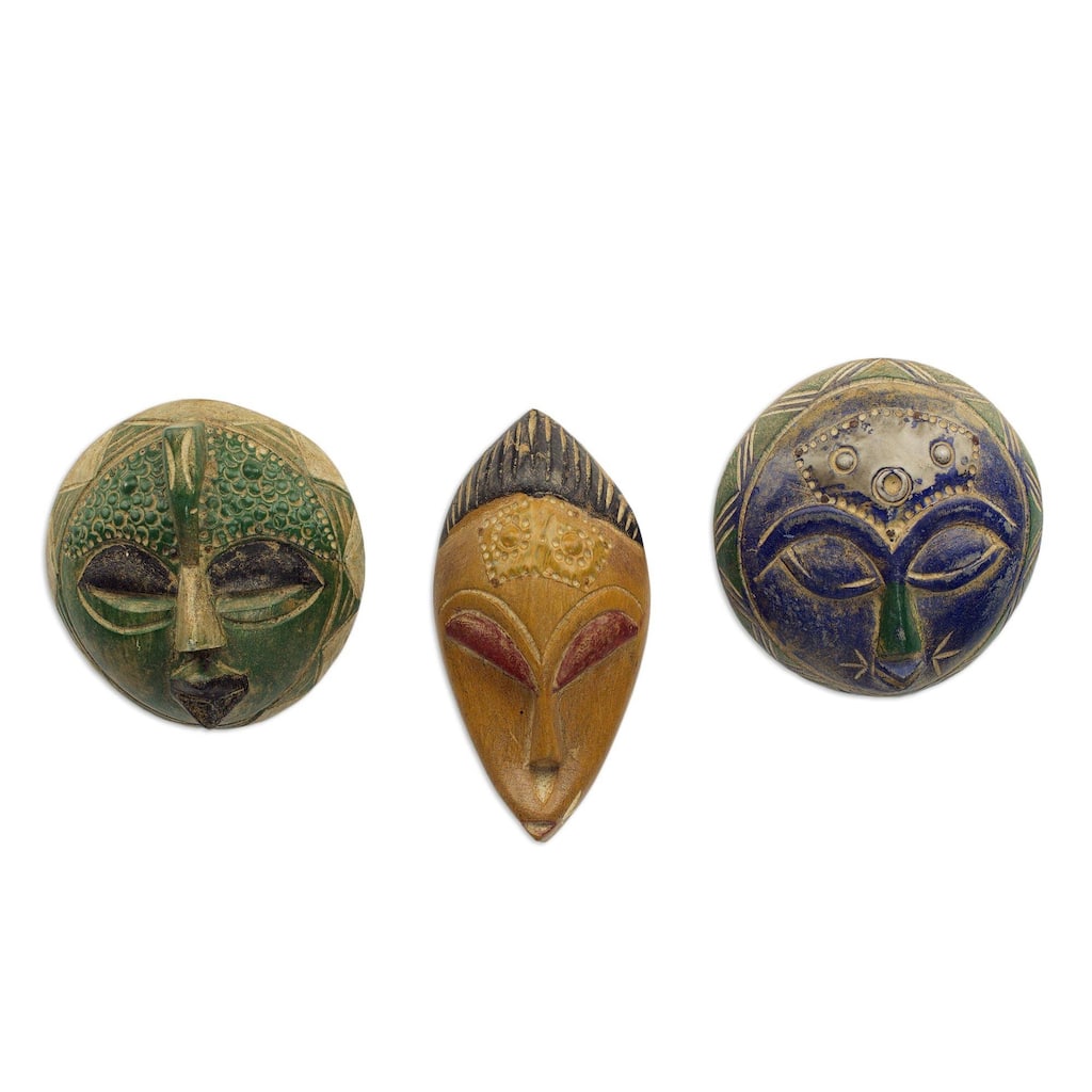 Novica Sefam (set of 3) African wood masks