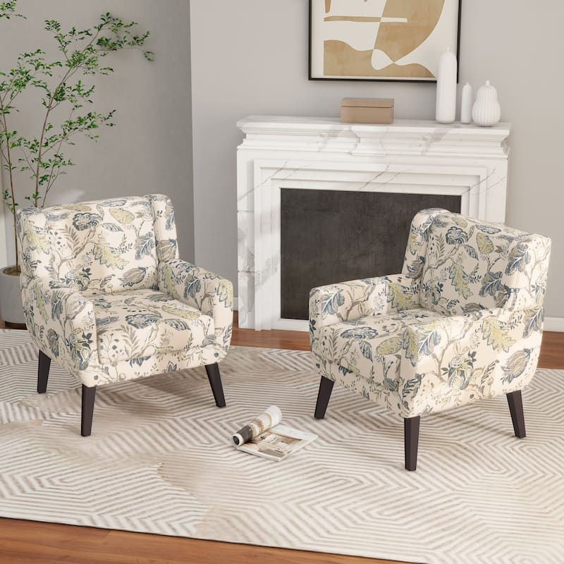 Modern Upholstered Faux Leather Tufted Armchair Linen Accent Chairs