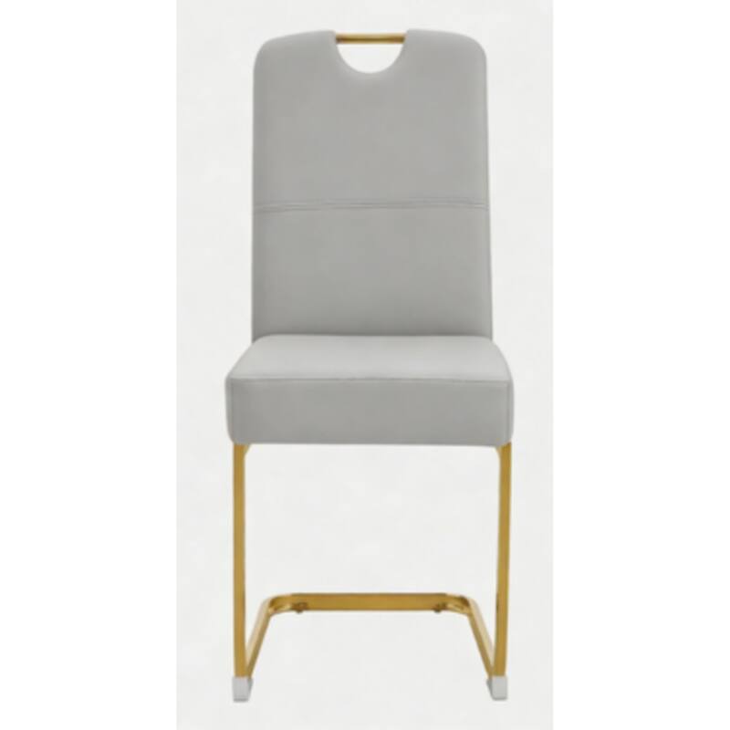 Set of 4, 15.7" PU Upholstered Dining Chairs with Golden Metal Legs