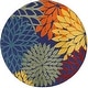 preview thumbnail 87 of 112, Nourison Aloha Floral Modern, Indoor/Outdoor Area Rug 5'3" x Round - Navy/Multicolor