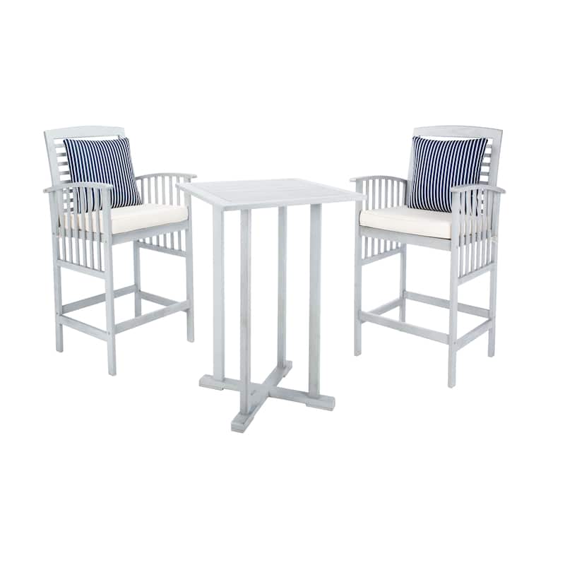 SAFAVIEH Outdoor Sheyla 3-Piece Bar Height Bistro Set - 28Wx28Dx40H