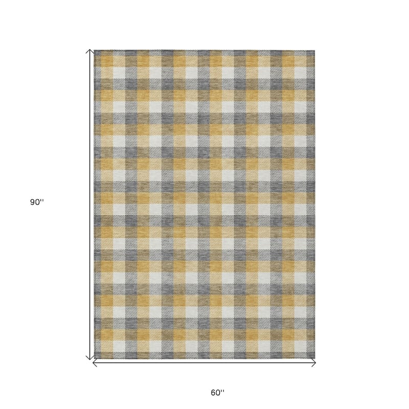 HomeRoots Plaid Transitional Rectangle Outdoor Rug