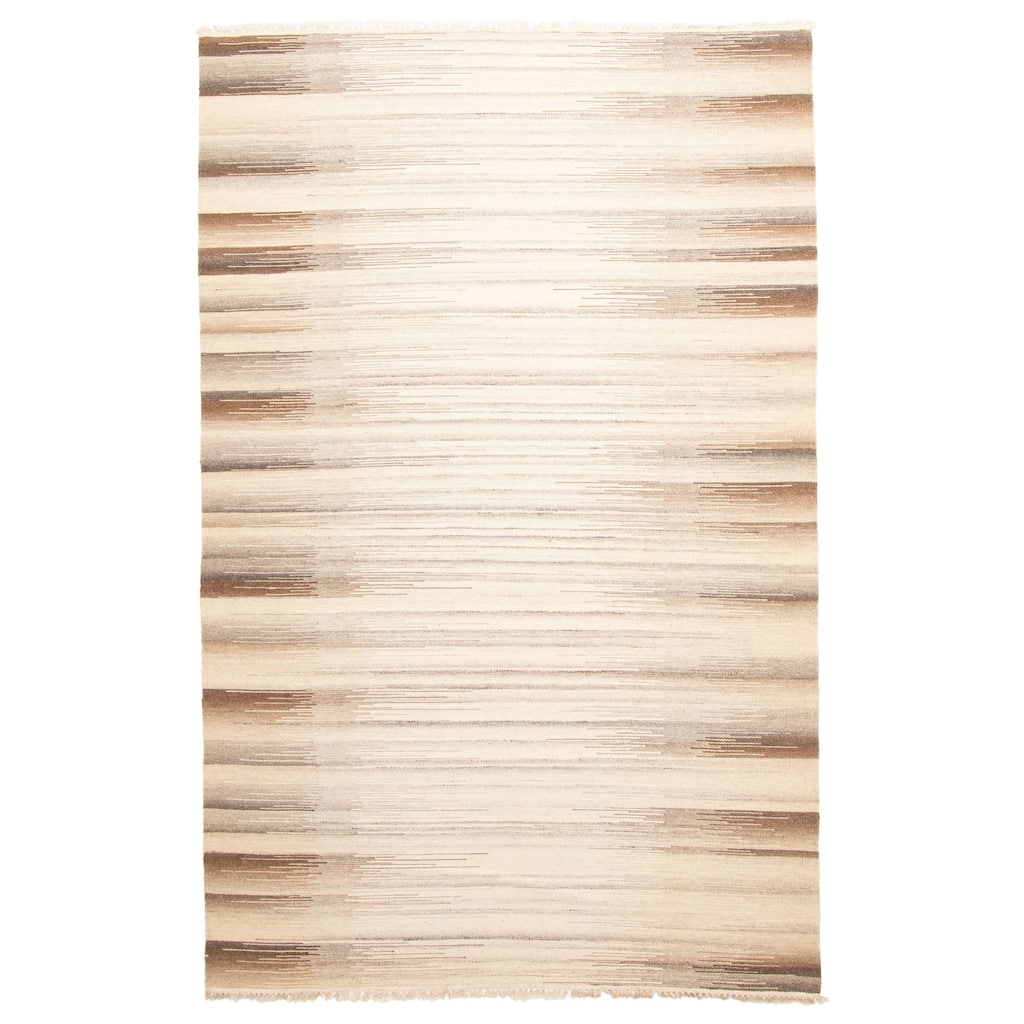 ECARPETGALLERY Flat-Weave Ankara FW Cream Wool Kilim - 5'0 x 8'1