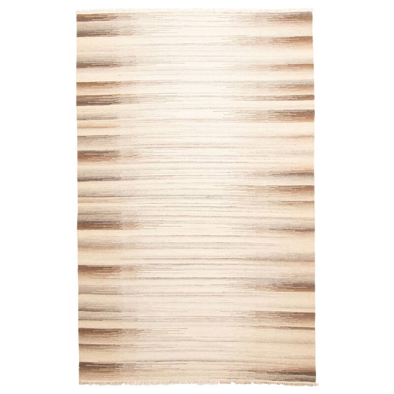 ECARPETGALLERY Flat-Weave Ankara FW Cream Wool Kilim - 5'0 x 8'1