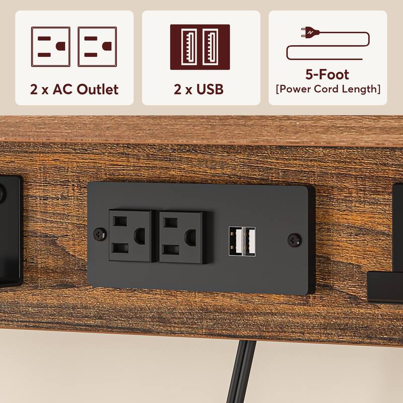 5-Tier Kitchen Bakers Rack with 4 Power & USB Outlets, Microwave Stand with Drawers and Shelves