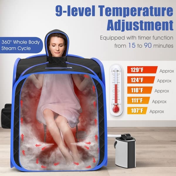 Hawsaiy Portable Sauna Tent for Home, Personal Steam Sauna with 1000W Steamer, Remote Control, 9 Levels, Folding Chair