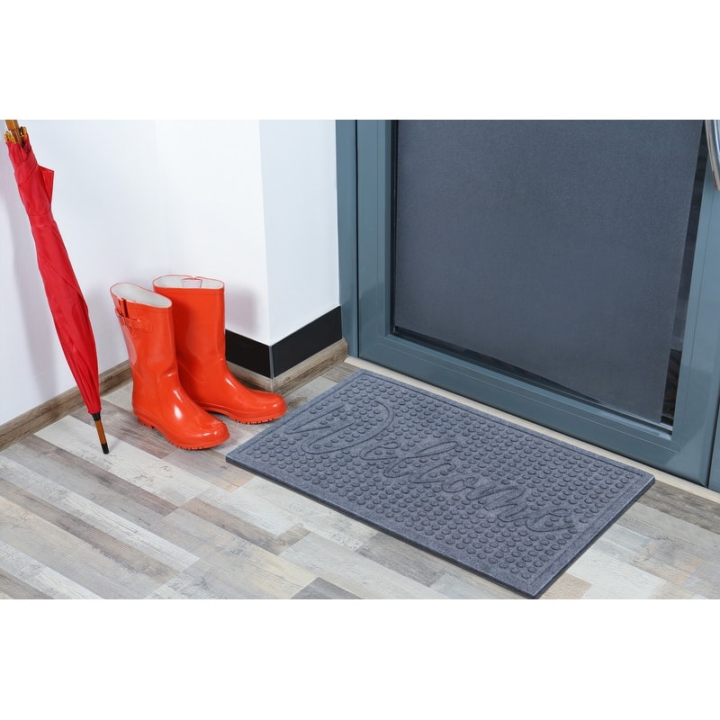 A1HC Water retainer Indoor/Outdoor Doormat, Skid Resistant, Easy to Clean, Catches Water and Debris, Grey - 24"X36"