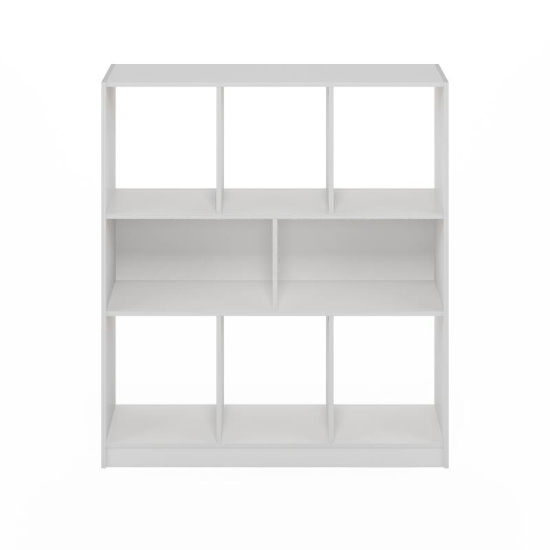 39.37 in. Tall White Wood 8-Shelf Bookcase
