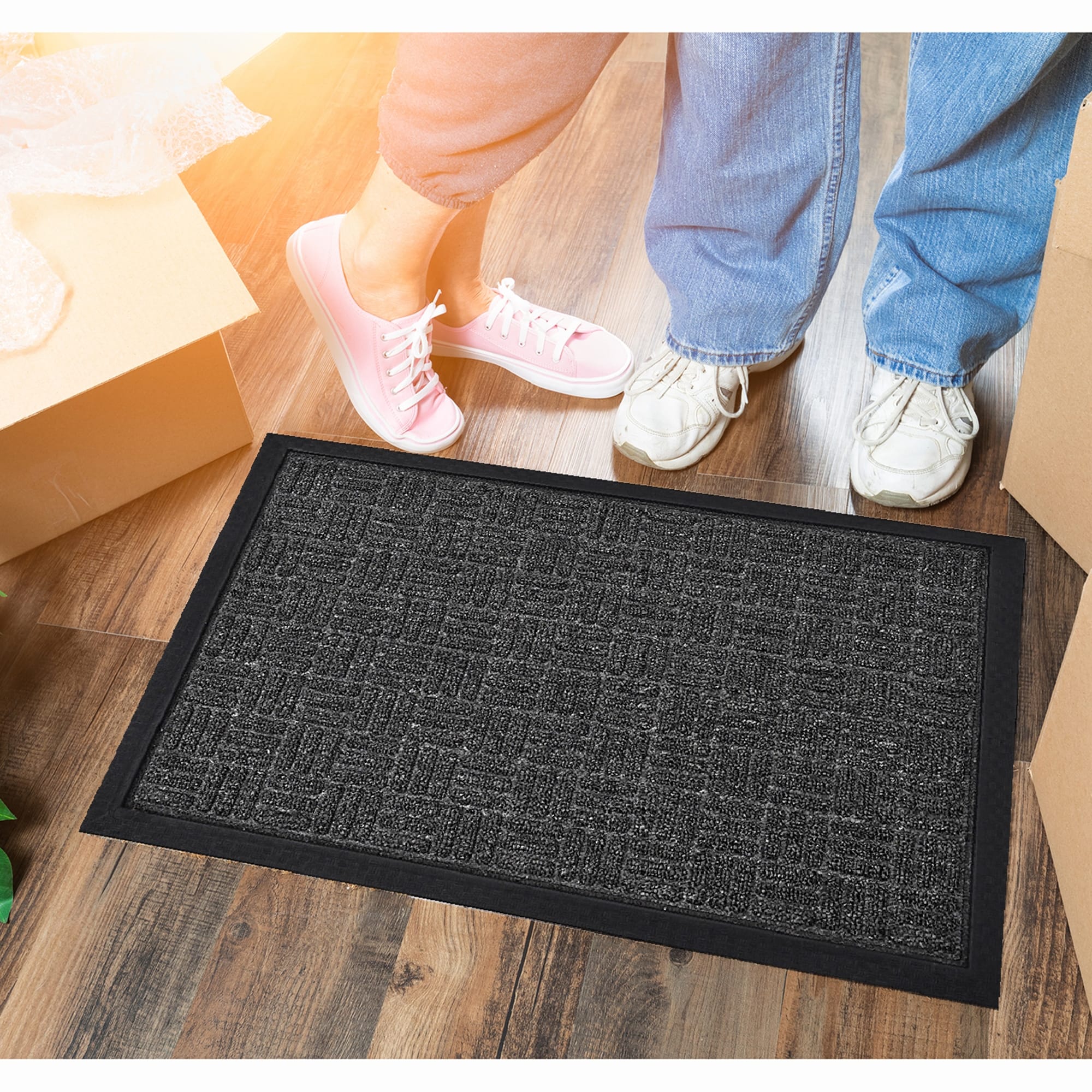Kaluns Solid Front Doormat, Super Absorbent. 24 in x 36 in (Blue)