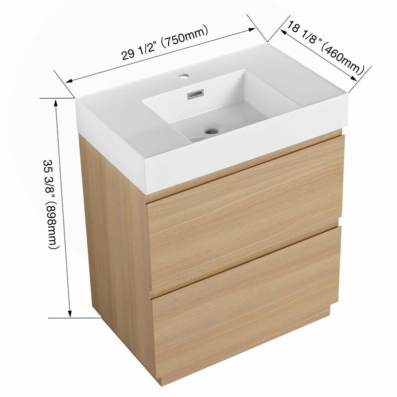 30" Bathroom Vanities with Single Sink Combo,Engineering wood