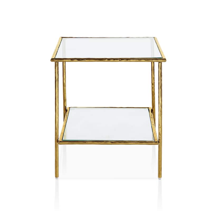 Furniture of America Zayen Modern Hammered Metal 1-Shelf Side Table