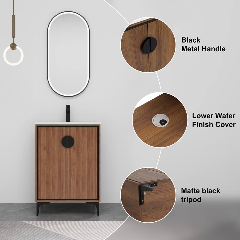 ARTCHIRLY 24/30 Inch Bathroom Vanity with Sink, Freestanding Bathroom Vanity with Soft Close Door and Adjustable Shelf