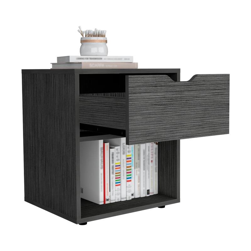 19.7-Inch High Nightstand End Table with Open Shelf
