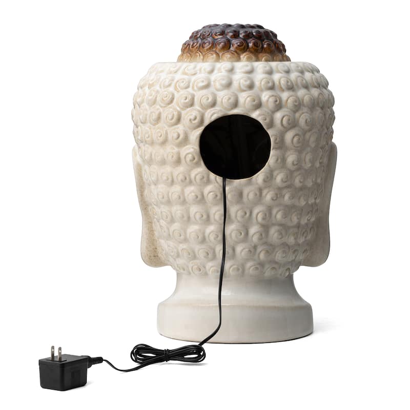 Glitzhome Meditating Buddha Patio Floor Fountain with Lotus and LED