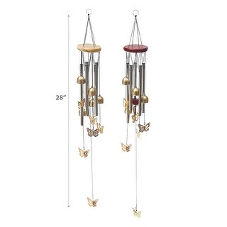IH Casa Decor 28" Round Windchime With Bells & Butterfly Asstd - Set of 2