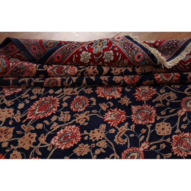 Vegetable Dye Blue Mood Persian Vintage Area Rug Handmade Wool Carpet - 9'10"x 12'10"