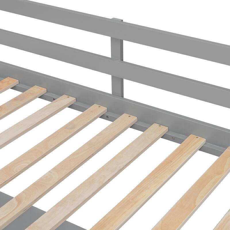 Twin Size Loft Bed with Two Chest of Drawers, Desk and Light Strip, Gray