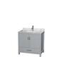 Option Gray, White Carrara Marble Top, Chrome Trim