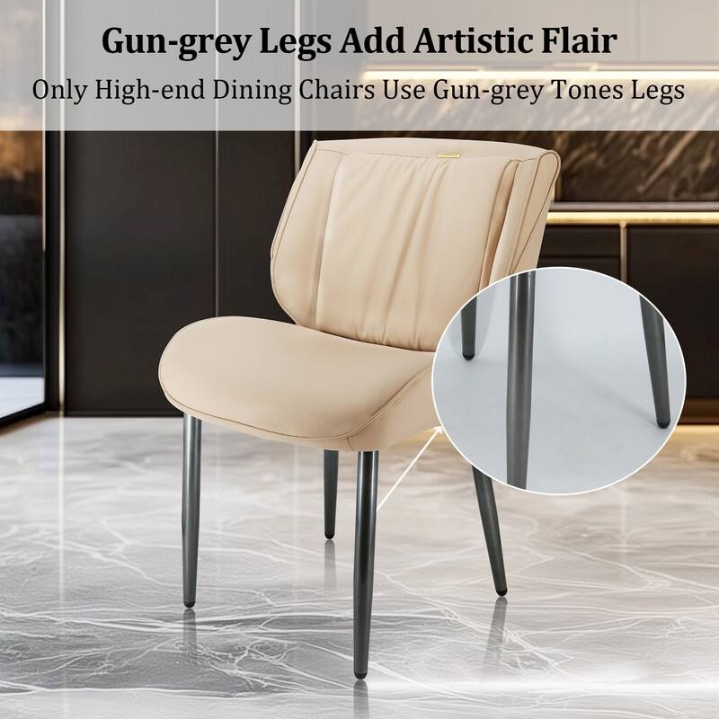 2PCS Upholstered Dining Chairs Kitchen Island Counter Side Chair Curvature Seat