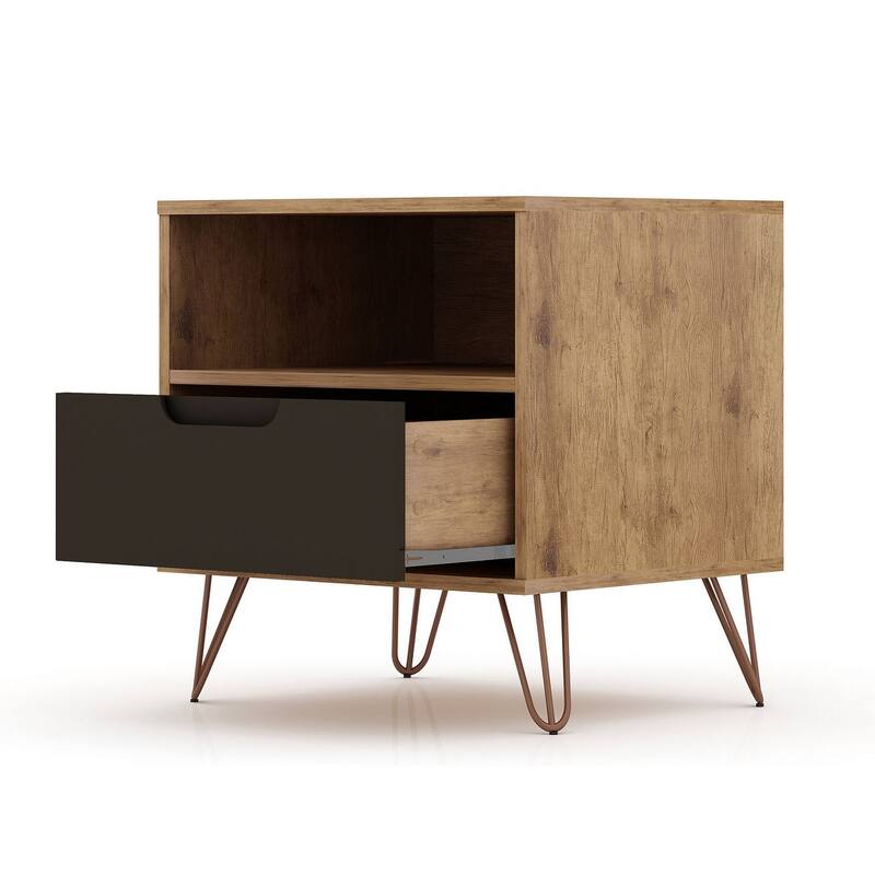 Manhattan Comfort Rockefeller 1-Drawer Nightstand (Set of 2)
