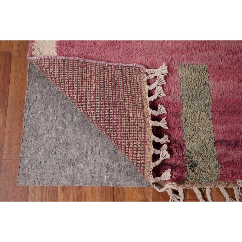 Plush Moroccan Style Area Rug Hand-Knotted Oriental Pink Wool Carpet - 5'8" x 10'1"