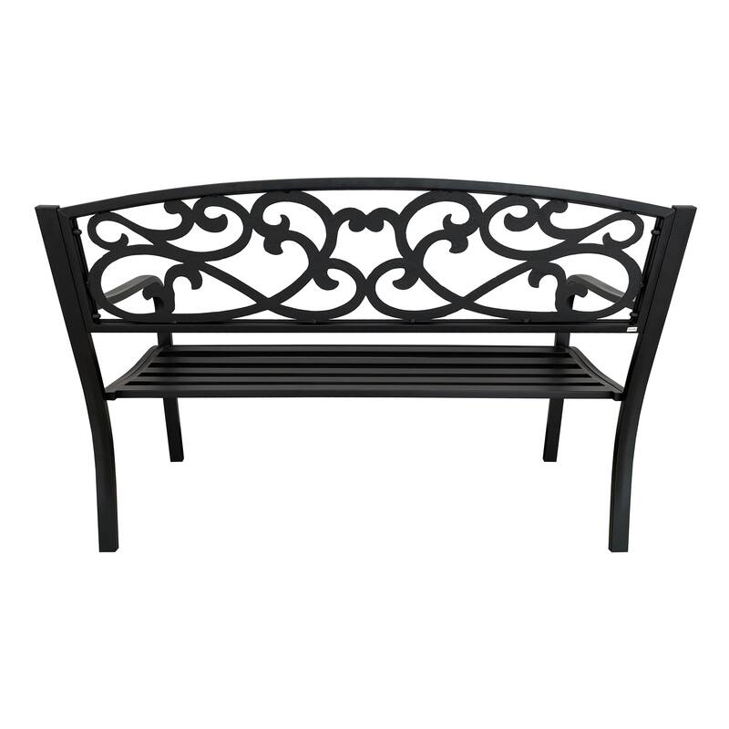 Outdoor Cast Iron Park Decorative Bench - 34.25" H x 50" W x 23.62" D
