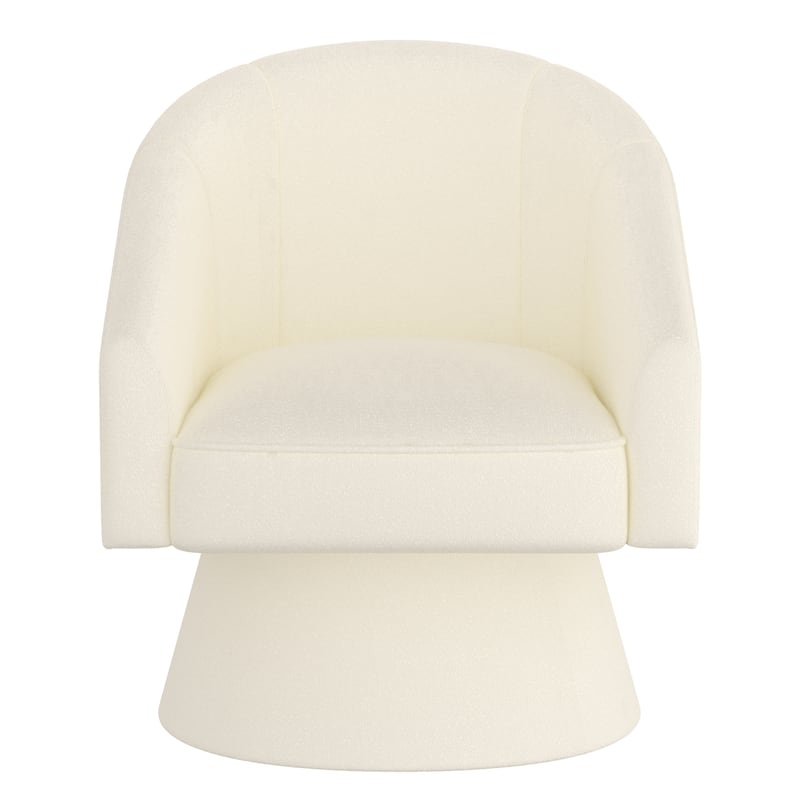 Modern Swivel Boucle Fabric Accent Chair - Ivory