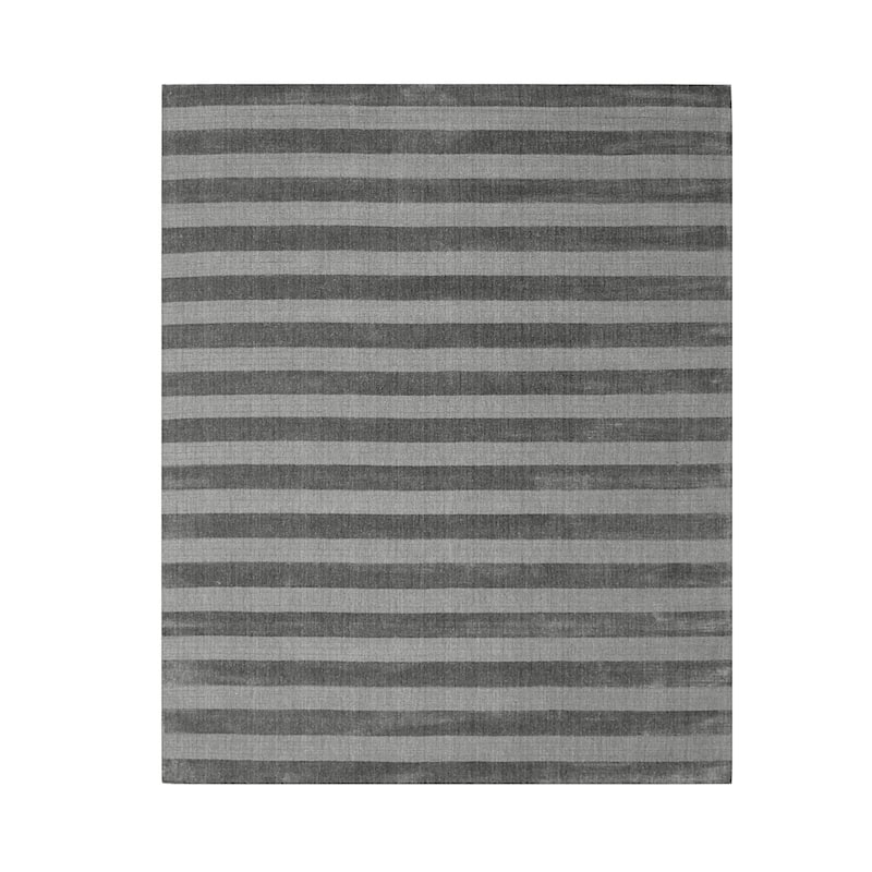 Hand-Knotted Wool Loop and Pile Rug, 10' x 14', Blue and Gray Area Rug, Luxurious Modern Accent for Rooms - L