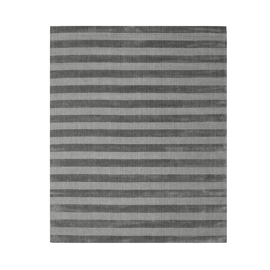Hand-Knotted Wool Loop and Pile Rug, 10' x 14', Blue and Gray Area Rug, Luxurious Modern Accent for Rooms - L