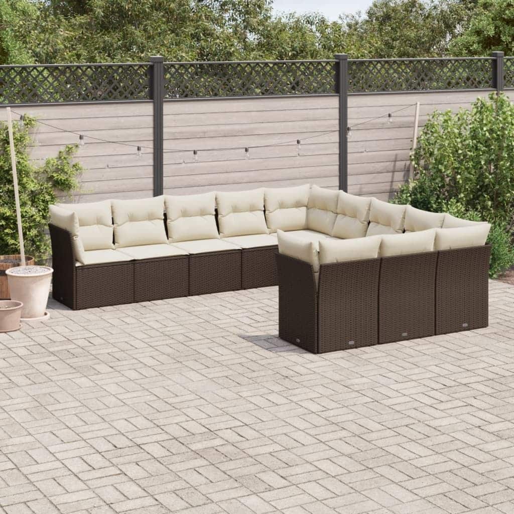 vidaXL Garden Sofa Set Brown, Cream white - 24.4 x 24.4 x 27.2
