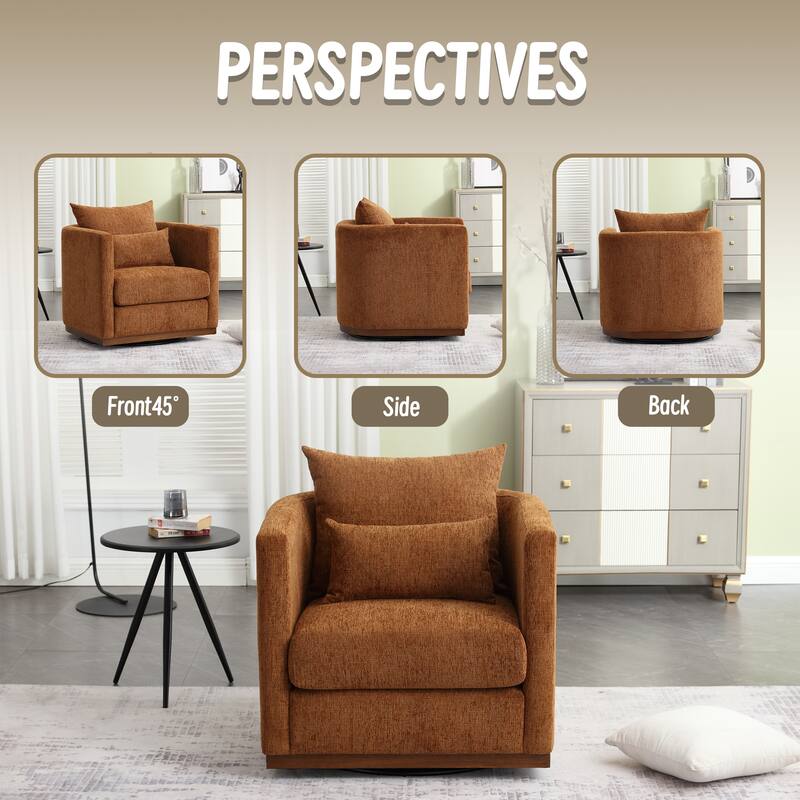 GDFStudio - Harper Chenille Swivel Barrel Chair with Sturdy Metal Base and Ergonomic Design
