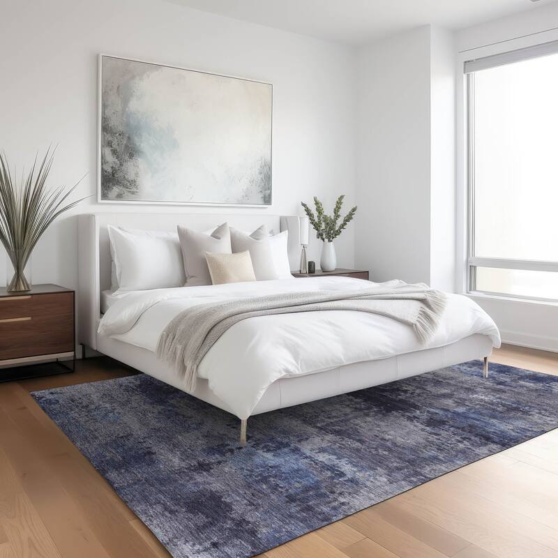 Machine Washable Indoor/ Outdoor Modern Solid Chantille Rug