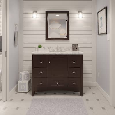 KitchenBathCollection Abbey 42" Bathroom Vanity with Carrara Marble Top