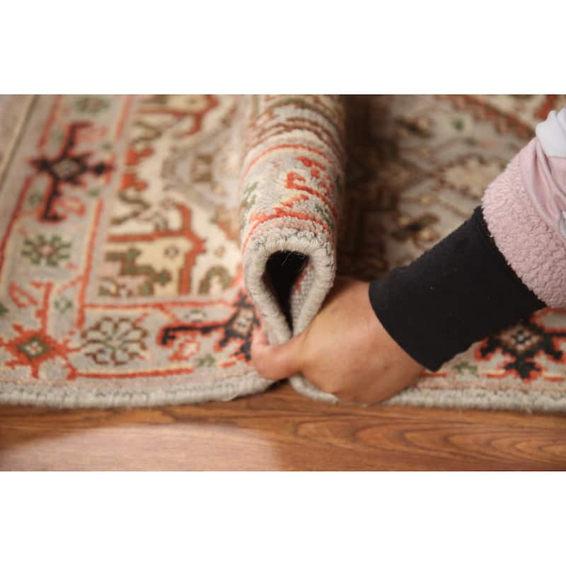 Hand Knotted Oriental 100% Wool Carpet Traditional Medallion Greys & Charcoal Heriz (serapi) Area Rug - 3' 0'' X 2' 0''