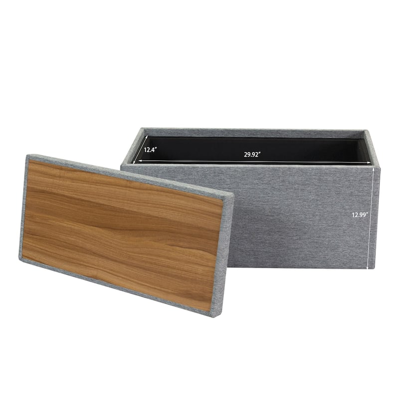 Adeco 35" Linen Storage Ottoman Bench with Reversible Tray - 34.8“X17.3"X17.7"