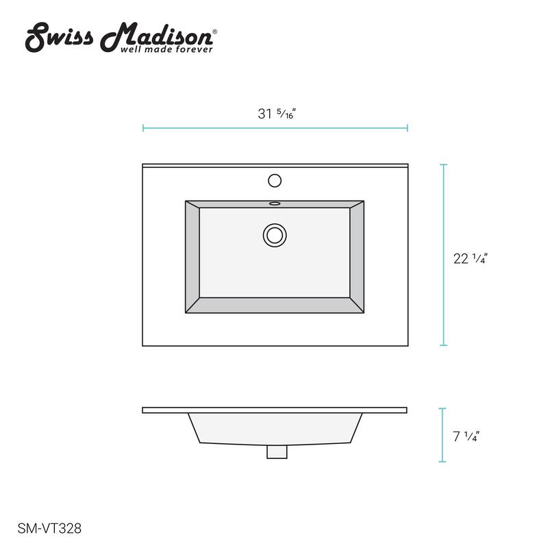 Swiss Madison Voltaire 31" Vanity Top Sink with Single Faucet Hole