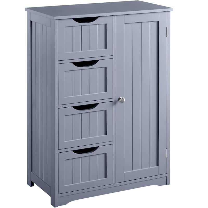Yaheetech Large Bathroom Storage Cabinet Free-Standing Floor Cabinet with 4 Drawers and 1 Cupboard