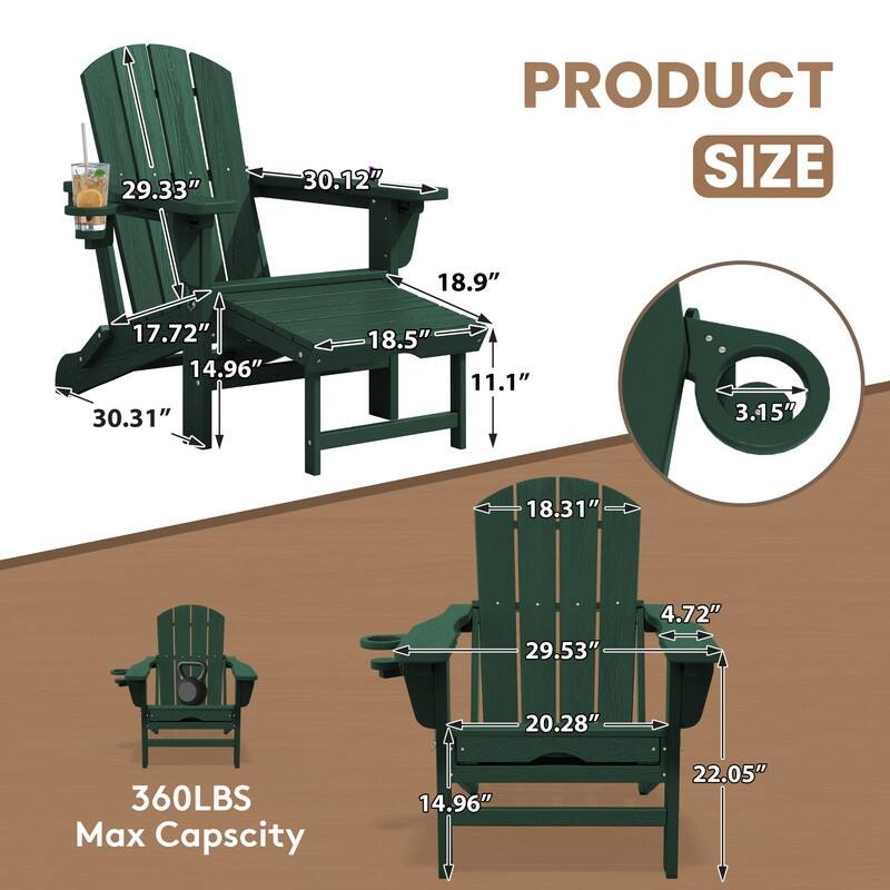 Folding Outdoor Chair with 3-Position Reclining Backrest & Telescoping Footrest