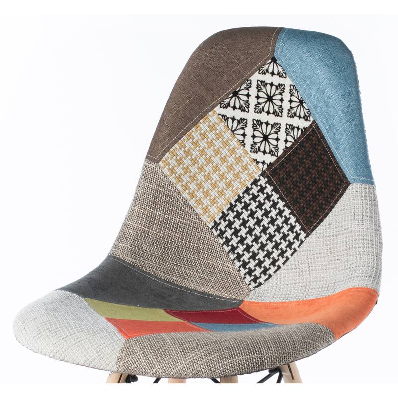 Patchwork Shell Dining Chair w/ Wooden Dowel Eiffel Legs