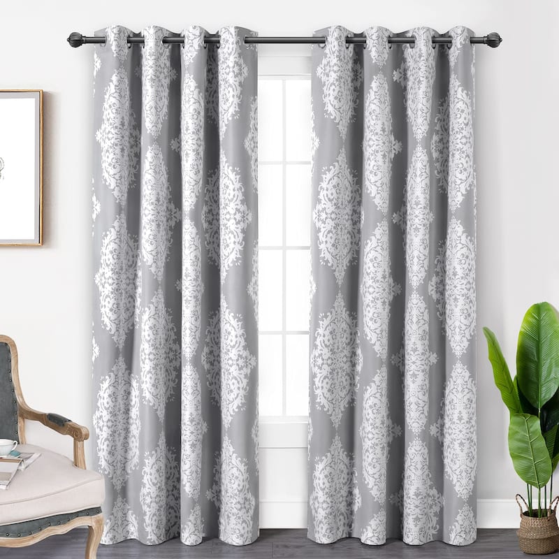 DriftAway Asher Medallion European Floral Blackout Lined Curtain 2 Panels